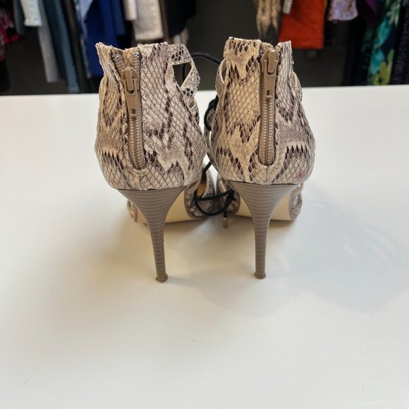Steve Madden Snake Print Lace-up Pointed Toe Heels - Picture 3 of 4